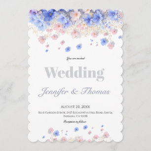 Invitation Moderne Cottagecore Fleurs Sauvages Bleues Douces