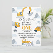 Invitation Moderne Creusez Quelques Amusants Construction 1er (Debout devant)