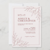 Invitation Moderne Crimson Red Foliing Outline Photo Mariage (Devant)