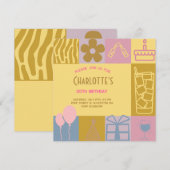 Invitation Moderne Cube pastel adulte Anniversaire (Devant / Derrière)