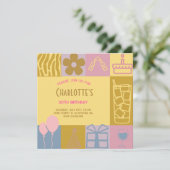 Invitation Moderne Cube pastel adulte Anniversaire (Debout devant)