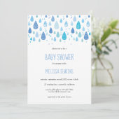 Invitation Moderne Cute Blue Raindrops Baby Boy Douche (Debout devant)