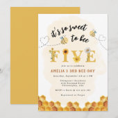 Invitation Moderne Cute C’est tellement doux d’être cinq ans (Devant / Derrière)