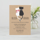 Invitation Moderne Cute Cat Couple Monogramme Mariage Invitat (Debout devant)