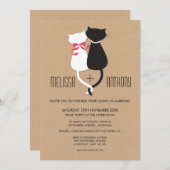 Invitation Moderne Cute Cat Couple Monogramme Mariage Invitat (Devant / Derrière)