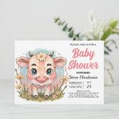 Invitation Moderne Cute Country Farm Vache Baby shower (Debout devant)