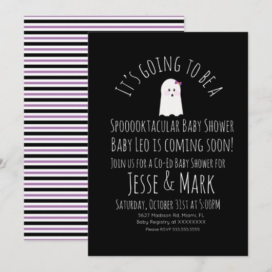 Invitation Moderne Cute Ghost Ghoul Baby shower (Devant / Derrière)