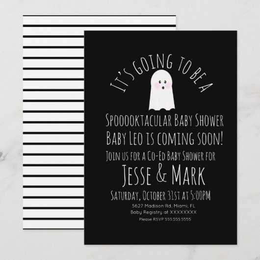 Invitation Moderne Cute Ghost Ghoul Baby shower (Devant / Derrière)
