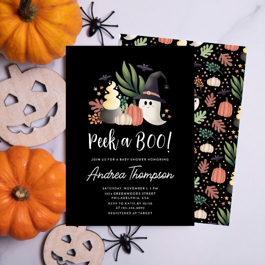 Invitation Moderne Cute Halloween Peek a Boo Baby shower