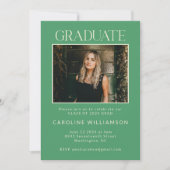 Invitation Moderne Cute Kelly Green Deux Photo Graduation Par (Devant)