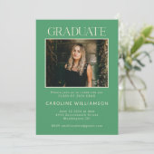 Invitation Moderne Cute Kelly Green Deux Photo Graduation Par (Debout devant)