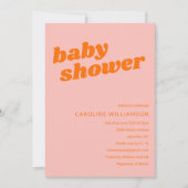 Invitation Moderne Cute Pastel Rose Orange Baby shower Rétro (Devant)
