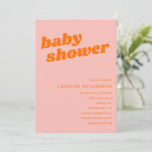 Invitation Moderne Cute Pastel Rose Orange Baby shower Rétro (Debout devant)