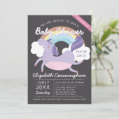 Invitation Moderne Cute Rainbow Unicorn Baby shower virtuel (Debout devant)