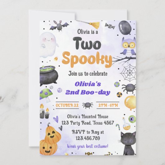 Invitation Moderne Cute Two Éffrayant Halloween 2e anniversai (Devant)
