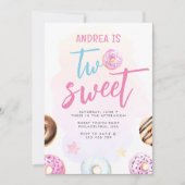 Invitation Moderne Cute Two Sweet Donut Girl 2e anniversaire (Devant)