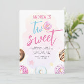Invitation Moderne Cute Two Sweet Donut Girl 2e anniversaire (Debout devant)