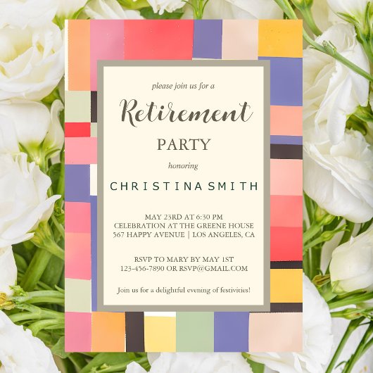 Invitation Moderne Cute Vivid Couleurs Blocs de retraite