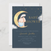 Invitation Moderne Cute Watercolor Boho Bunny Boy Baby shower (Devant)
