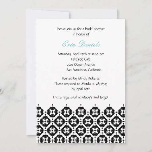 Invitation moderne Damask Bridal Shower (Devant)