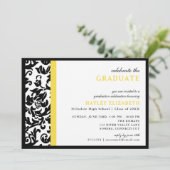 Invitation moderne Damask Yellow Border Graduation (Debout devant)