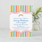 Invitation moderne d'anniversaire de grande rayure (Debout devant)