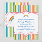 Invitation moderne d'anniversaire de grande rayure (Devant / Derrière)