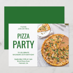 Invitation moderne d'anniversaire pizza