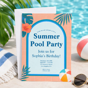 Invitation moderne d'anniversaire pour une fête au