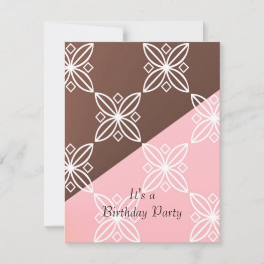 Invitation moderne d'anniversaire rose et chocolat (Devant)