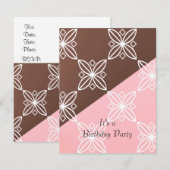 Invitation moderne d'anniversaire rose et chocolat (Devant / Derrière)