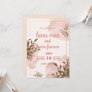 invitation moderne dans un élégant blanc et rose