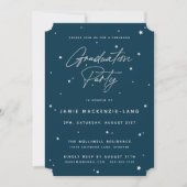 Invitation Moderne Dark Turquoise Script et Stars Graduation  (Devant)