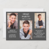 Invitation moderne de 3 photos grises (couleur mod (Devant)