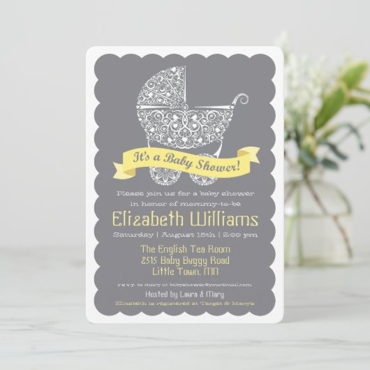 Invitation moderne de baby shower (Debout devant)