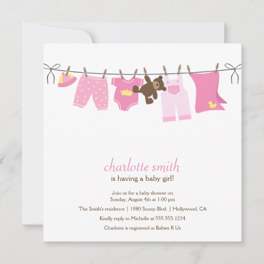 Invitation moderne de baby shower (Devant)