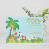 Invitation moderne de baby shower d'animaux de (Debout devant)