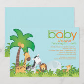Invitation moderne de baby shower d'animaux de (Devant / Derrière)