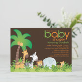 Invitation moderne de baby shower d'animaux de (Debout devant)