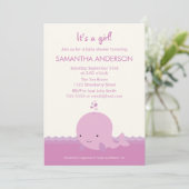 Invitation moderne de baby shower de baleine - (Debout devant)