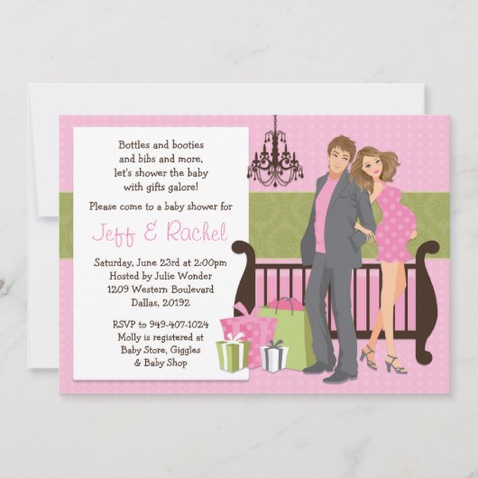 Invitation moderne de baby shower de couples pour (Devant)