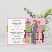 Invitation moderne de baby shower de couples pour (Debout devant)