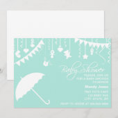 Invitation moderne de baby shower de menthe de (Devant / Derrière)