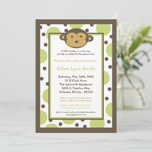 invitation moderne de baby shower de singe de mod (Debout devant)