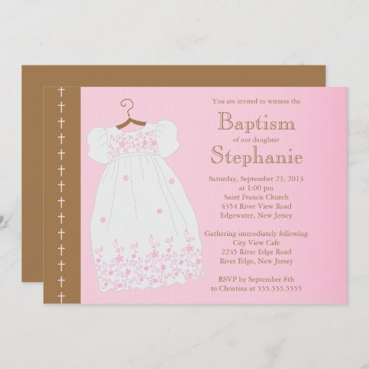 Invitation moderne de baptême de baptême de filles (Devant / Derrière)