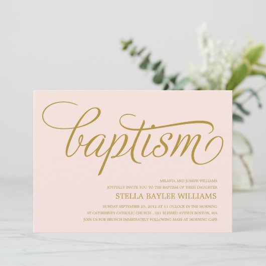 INVITATION MODERNE DE BAPTÊME DU BÉBÉ %PIPE% (Debout devant)