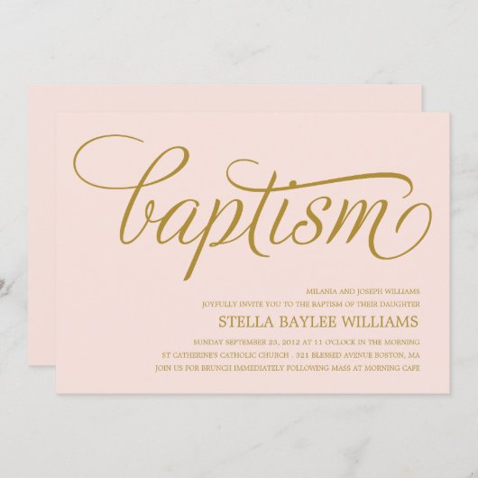 INVITATION MODERNE DE BAPTÊME DU BÉBÉ %PIPE% (Devant / Derrière)