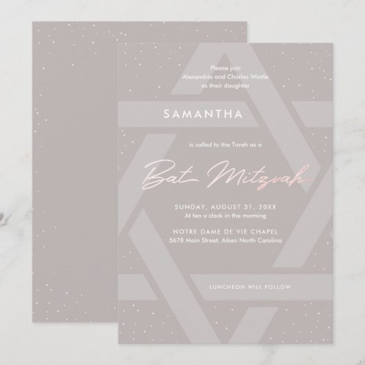 Invitation moderne de Bar Mitzvah (Devant / Derrière)