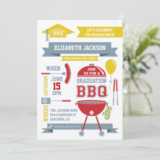 Invitation moderne de BBQ de gradation (Debout devant)