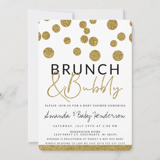 Invitation Moderne de Brunch & de Bulles (Devant)